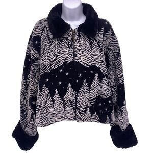 VINTAGE Duffel Outdoor Winter Trees Print Jacket Womens Size XL